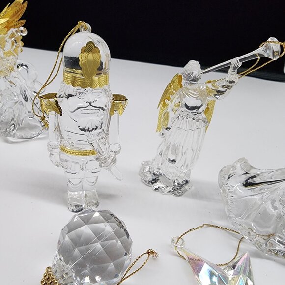 Acrylic Angel Lot Metal Wings Hanging Ornaments With Gold Accents Christmas - Picture 6 of 8